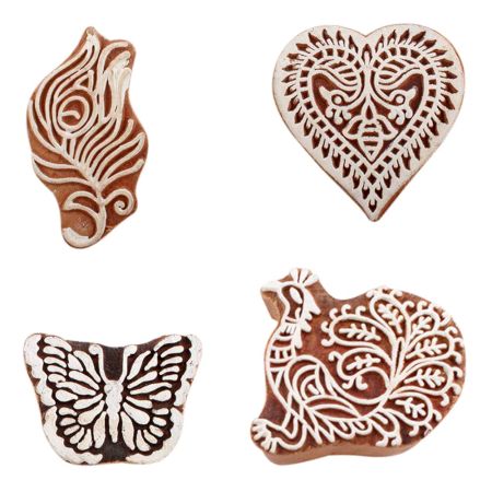 Set of 4 Piece New Mix Wooden Printing Block